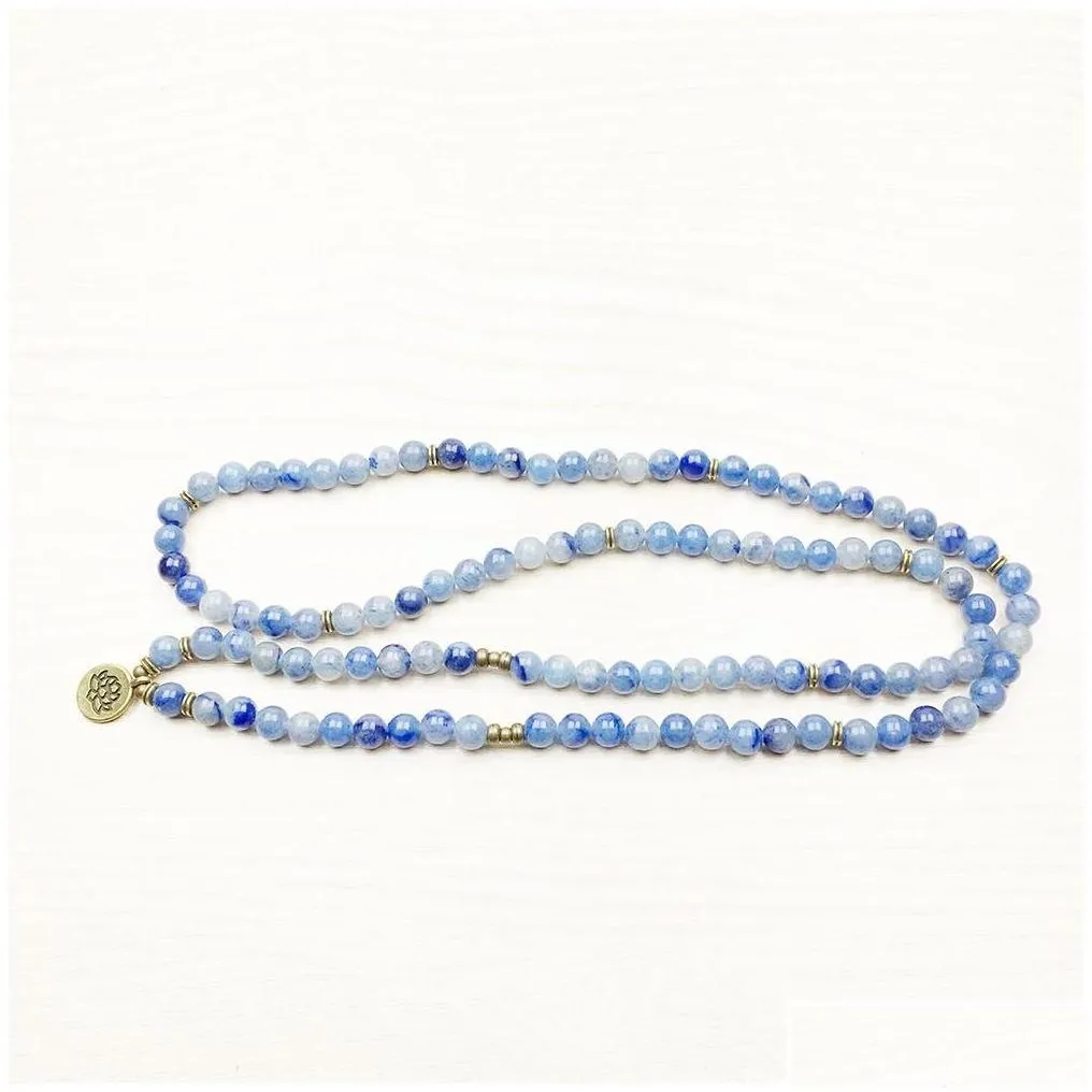 Beaded Sn1165 High Quality Design Womens Mala Beads Bracelet Trendy Yogi Necklace Lotus Blue Aventurine Quartz Drop Delivery Dhgarden