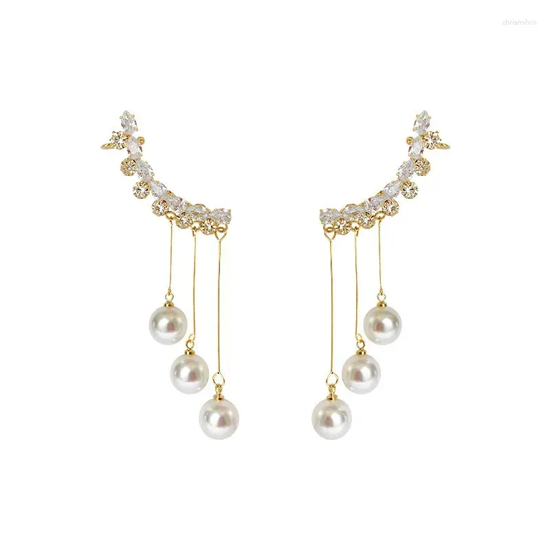 Dangle Earrings 2024 Fashion Korean Hanging Women Long Tassel Drop For Gold Color Zircon Wedding Jewelry Gifts