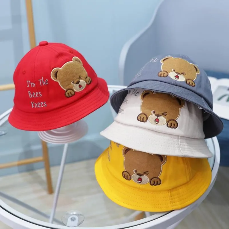 Caps & Hats Summer Baby Sun Hat Cute Cartoon Bear Boys Girls Bucket Toddler Kids Beach Fisherman Children