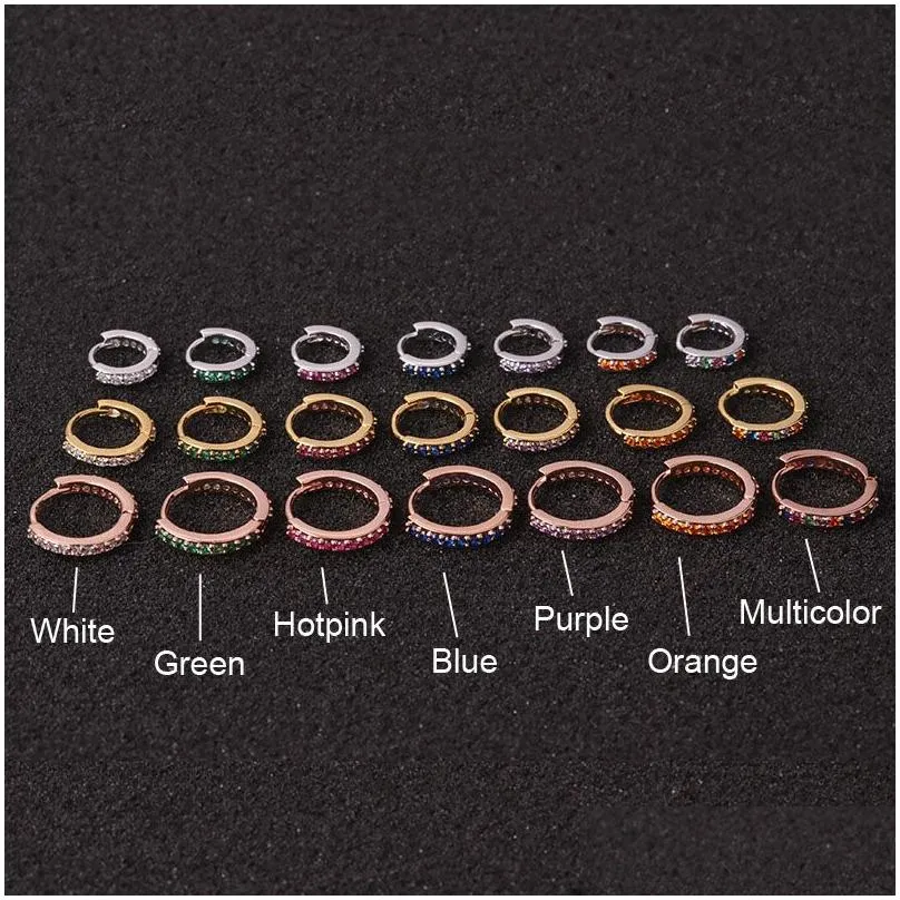 Dangle & Chandelier 1Piece Colorf Round Ring Diamond Stud Earrings For Women Fashion Jewelry Small Piercing Earring Ear Cuffs Funny C Dhh4J