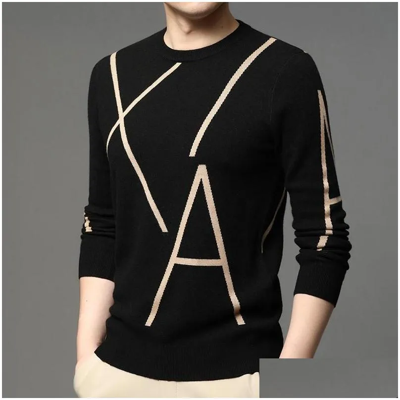 Men`S Sweaters Mens High-End Winter Fleece Plover Men Fashion Black Autumn Casual Clothing Drop Delivery Apparel Dhhal