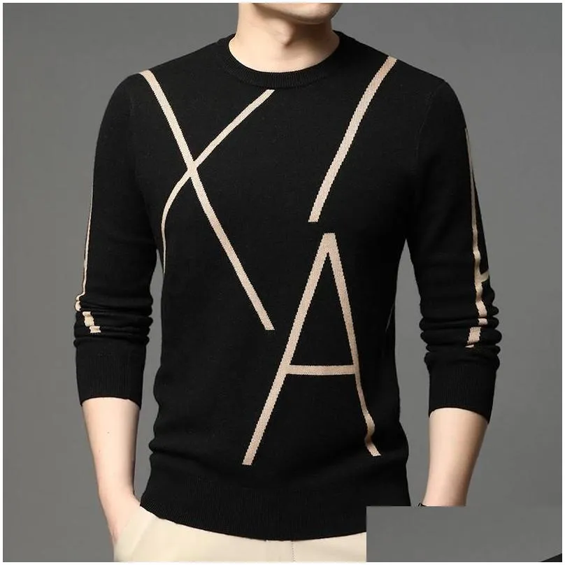 Men`S Sweaters Mens High-End Winter Fleece Plover Men Fashion Black Autumn Casual Clothing Drop Delivery Apparel Dhhal