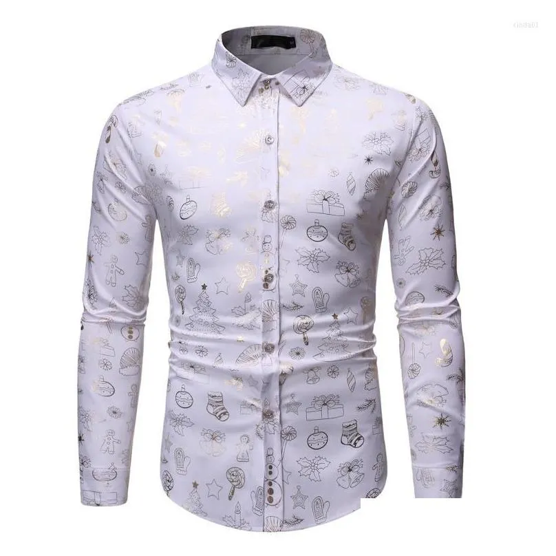 Men`S Casual Shirts Mens Green Floral Print Dress Slim Fit Long Sleeve Christmas Shirt Men Party Wedding Tuxedo Chemise Homme Xl Drop Dhtxz