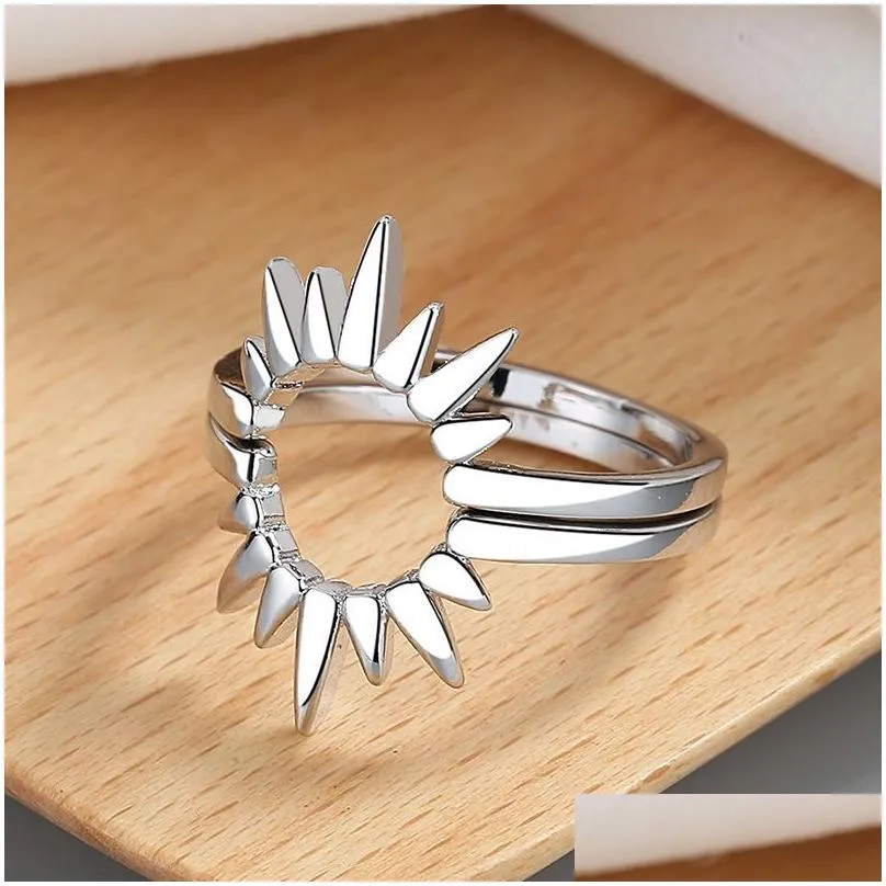 Band Rings Fashion Jewelry Femme Gold Sier Color Cute Sunflower Two In One Mtiple Wearing Methods Ring For Drop Delivery Dhahm