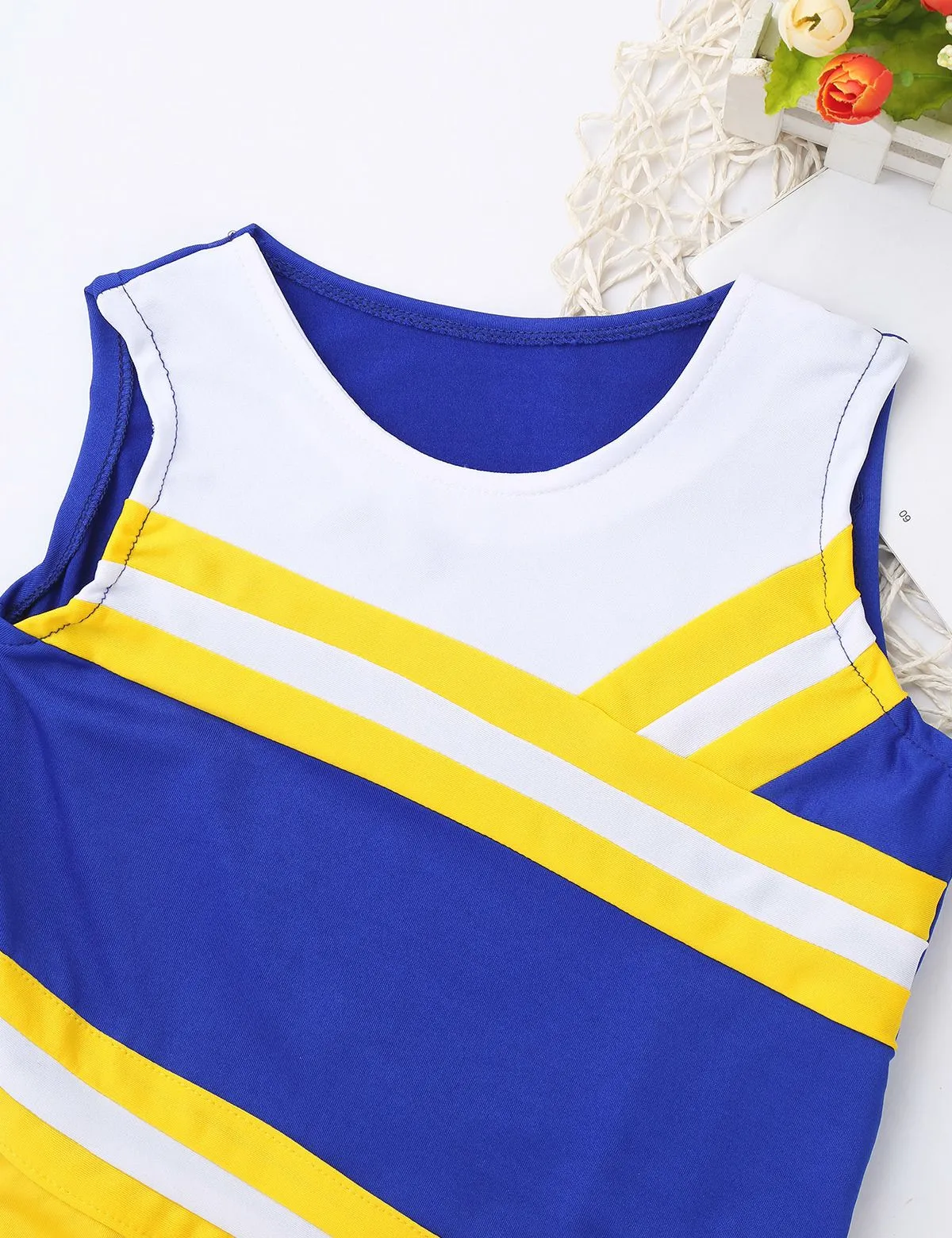 Cheerleading Kids Girls Uniform Carnival Dance Clothing Fancy Dress Oufit Tops with Skirt Socks Set for School Stage Performance