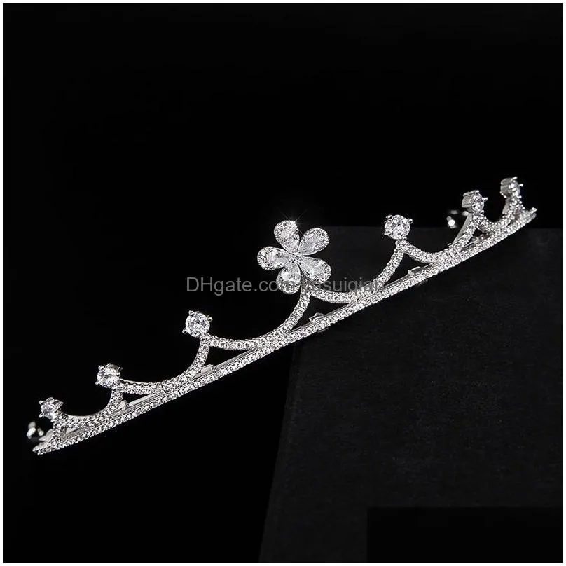 Wedding Hair Jewelry Simple Crystal Flower Tiaras And Crowns For Bride Prom Party Accessories Bridal Headpiece Gift Drop Delivery Hai Dhnjq