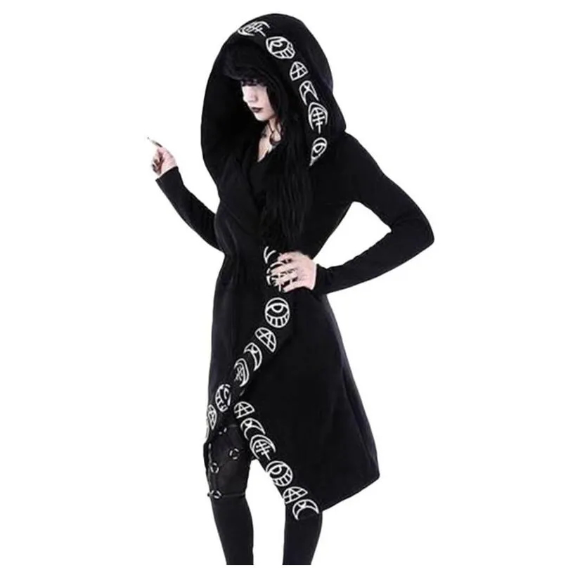 Women`S Jackets Hoodies Women Gothic Punk Style Letters Printed Long Sleeve Plover Ladies Coat Witches Hat Sweatshirts Plus Size Drop Dhevg