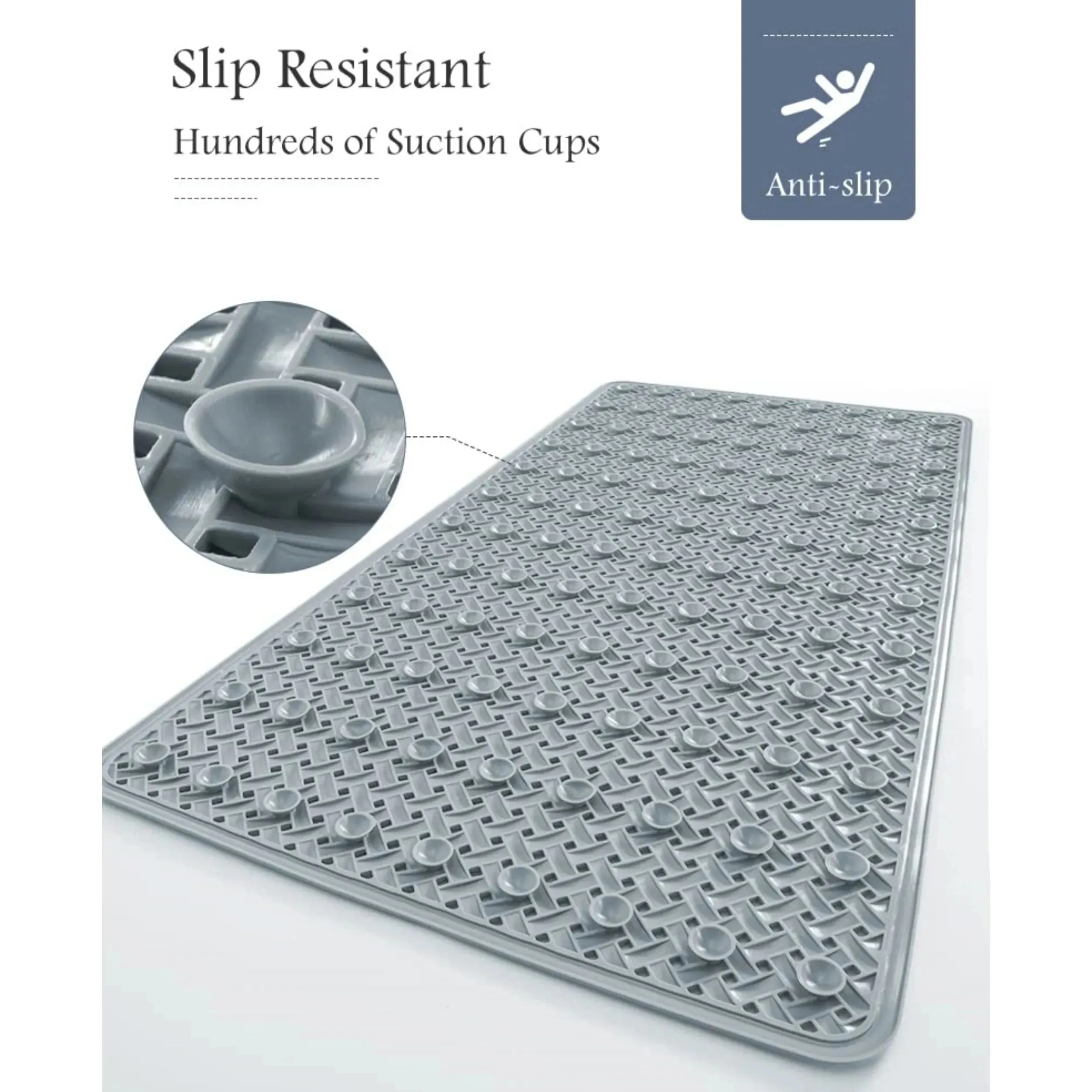 Mats New Nonslip Bath Mat with Suction Cup and Drain Hole Soft Machinewashable Shower Mat Nonslip Bath Mat Suitable for Children`s