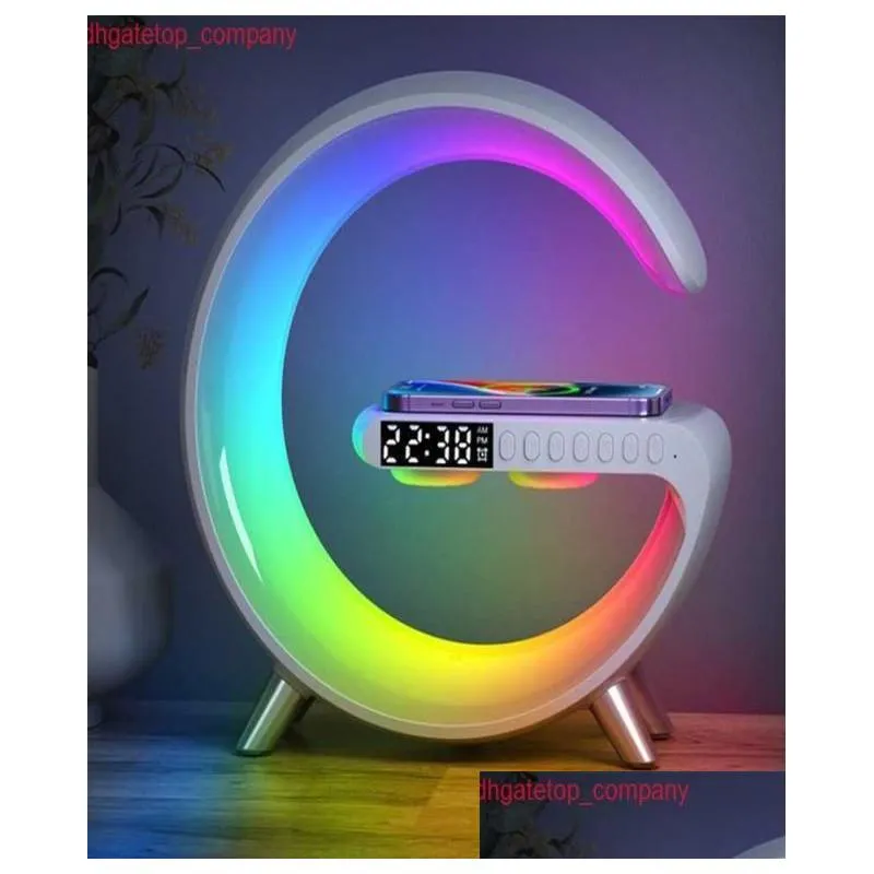 Car Multifunctional Wireless  Alarm Clock Speaker APP Control RGB Night Light Charging Station for Iphone 11 12 13 14