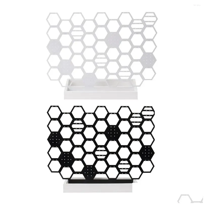 Jewelry Pouches Earring Display Stand Honeycomb Shaped With Base Large Storage Organizer For Tradeshow Keychains Shows