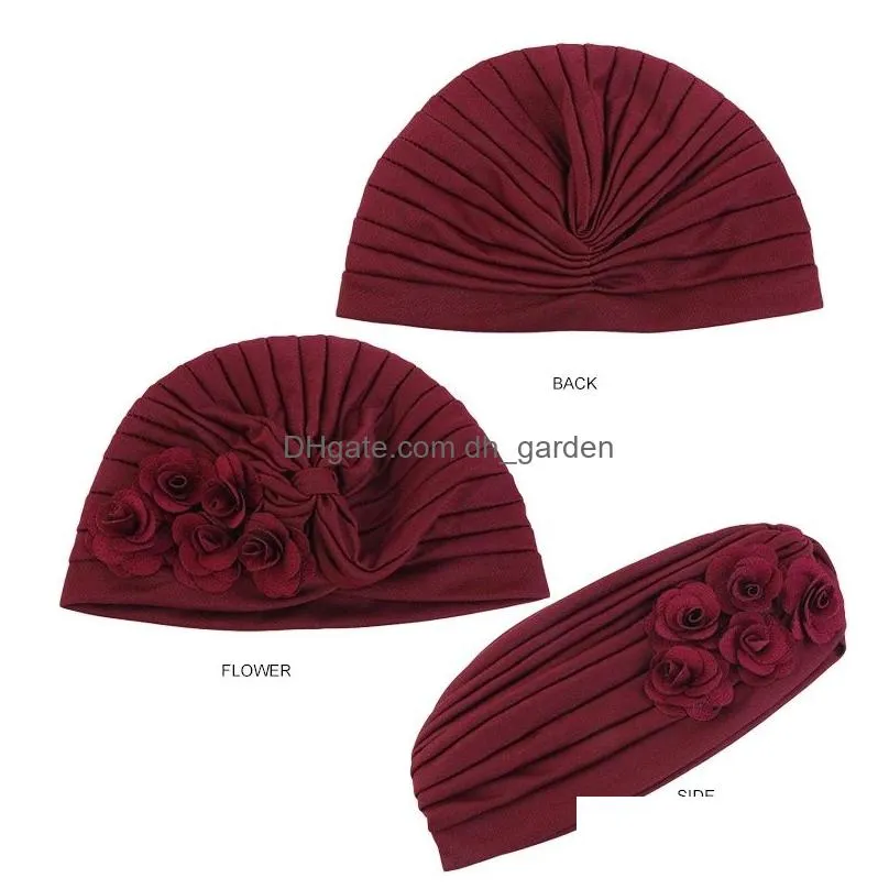 Beanie/Skull Caps New Womens Flower Turban Hat Ready African Headtie Wedding Party Headwear Chemo Knotted Indian Cap Muslim Dhgarden Dhoy0