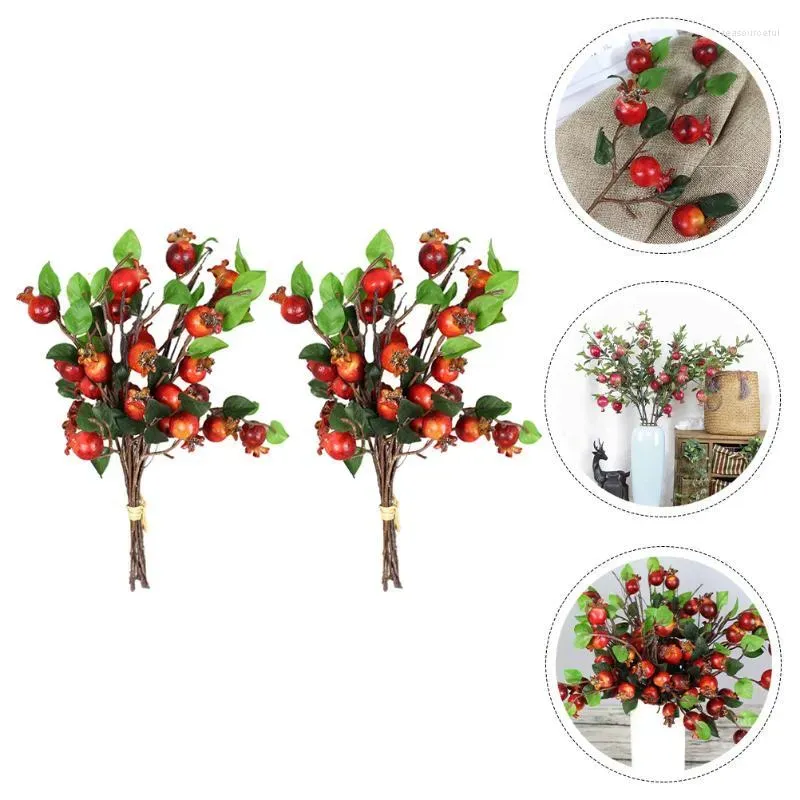 Party Decoration 2pcs Artificial Pomegranate Branches Lifelike Tree DIY Decor Christmas Home Table Wreath