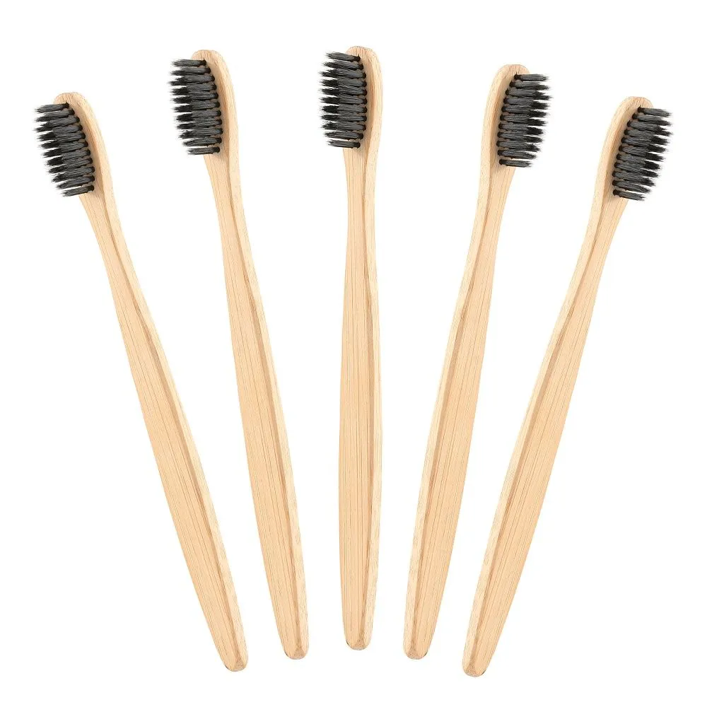 Reusable natural toothbrush bamboo set pack of 4 with travel case cheap with box packing biodegradable