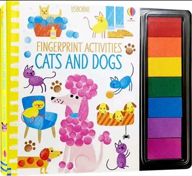 Children Fingerprinting Books with Rubber Stamps Ink Pad kids Activities Doodling Book Animal Garden Kindergarten DIY Craft Toy 240117