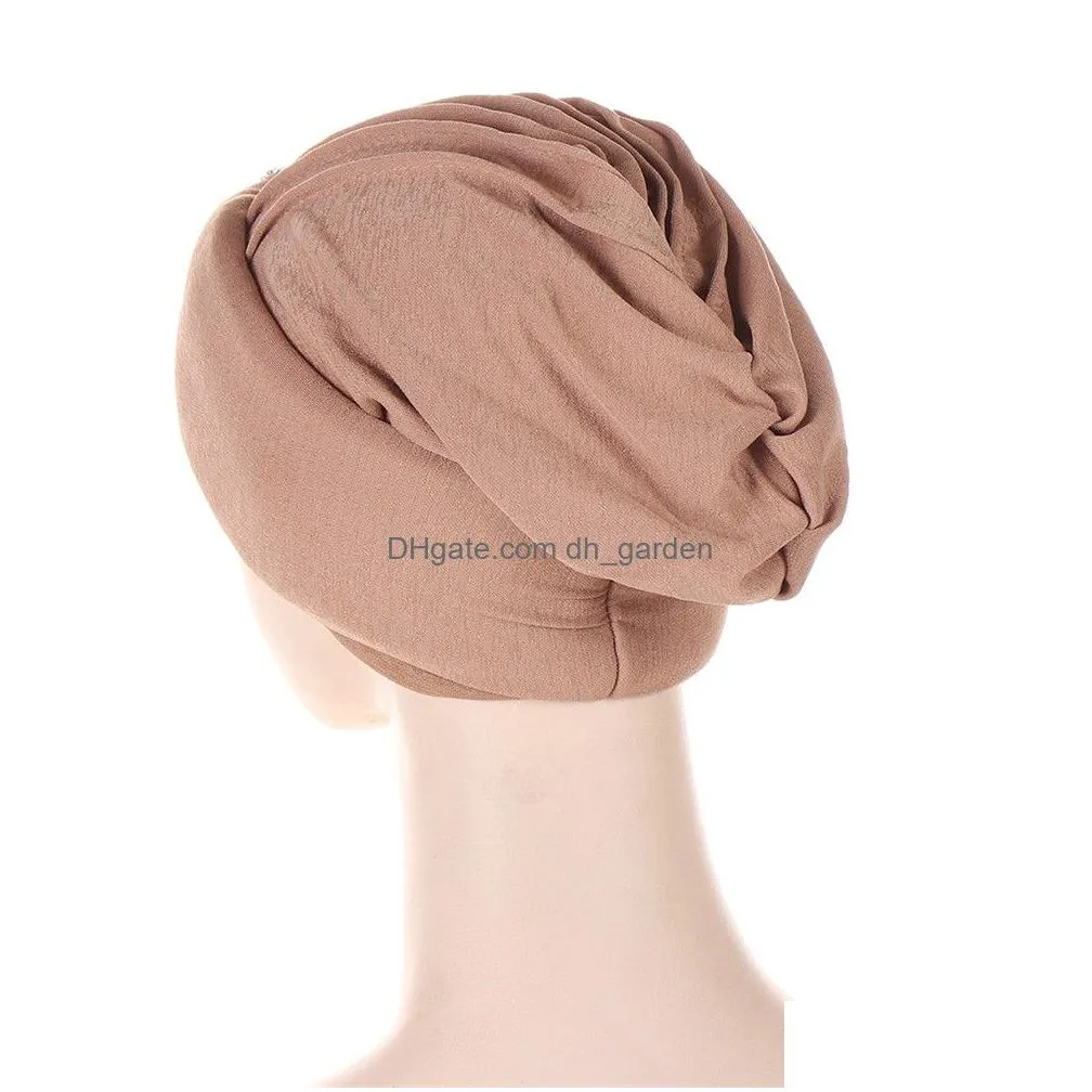 Beanie/Skull Caps Woman Muslim Headscarf Cap Turban Diamonds Headband African Head Wraps Elegant For Ladies Beanies Headpiec Dhgarden Dhtoq