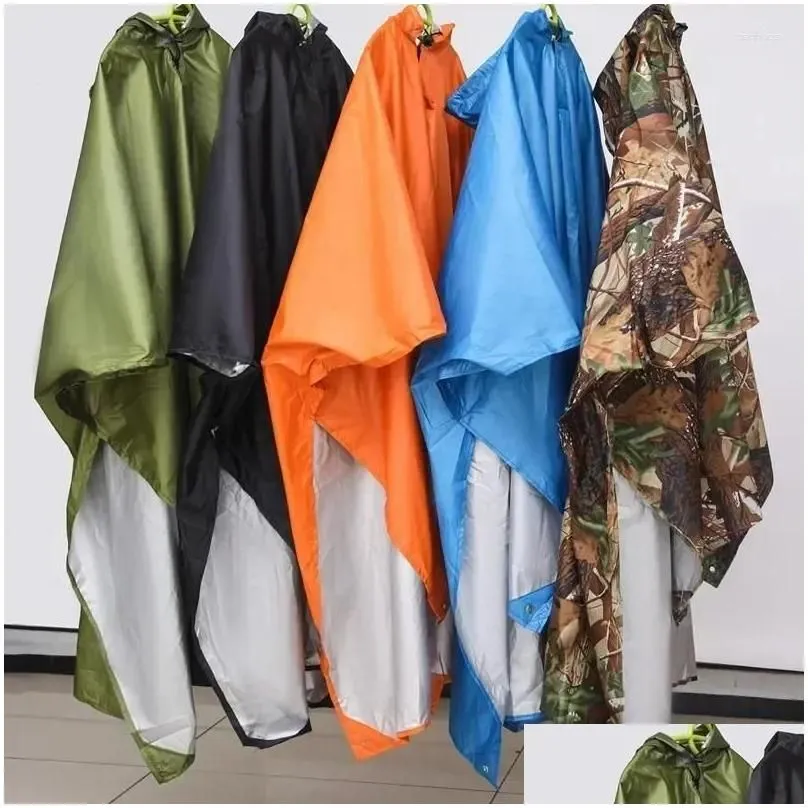 Tents And Shelters Hiking 3 Poncho Er Hood Cam Outdoor Backpack Mat 1 Coat Cycling Waterproof In Raincoat Tent Drop Delivery Sports Ou