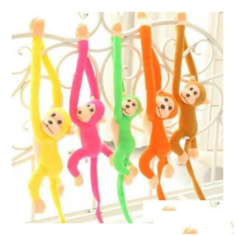 Stuffed Plush Animals Monkey Toys Infant Candy Color Long Arm Tail Dolls Toddlers Cartoon Companion Toy Kids Party Favor Decor 202