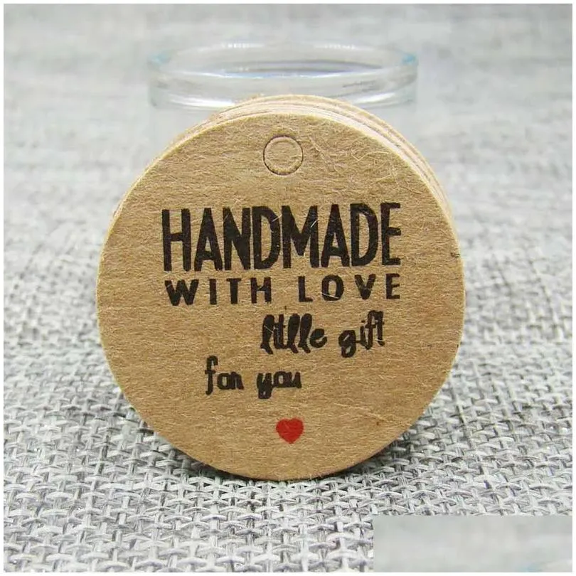 Gift Wrap 1.18Inch Kraft Print Paper Hand Made Tag With Love For Diy Box Candy Cupcake Handmade Favors Name Drop Delivery Home Garden Dhpnl