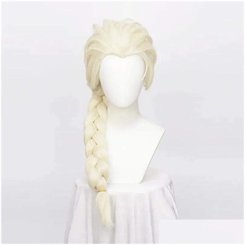 Wigs ccutoo  Wig Synthetic Blonde Braid Styled Cosplay Wigs Halloween Carnival Party Play Role + Wig Cap