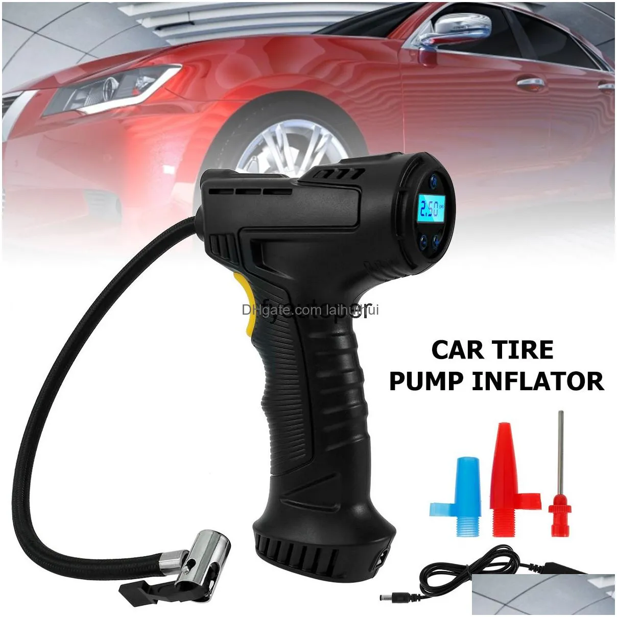 car air compressor 120w rechargeable wireless inflatable pump portable tire inflator digital for bicycle balls3574649