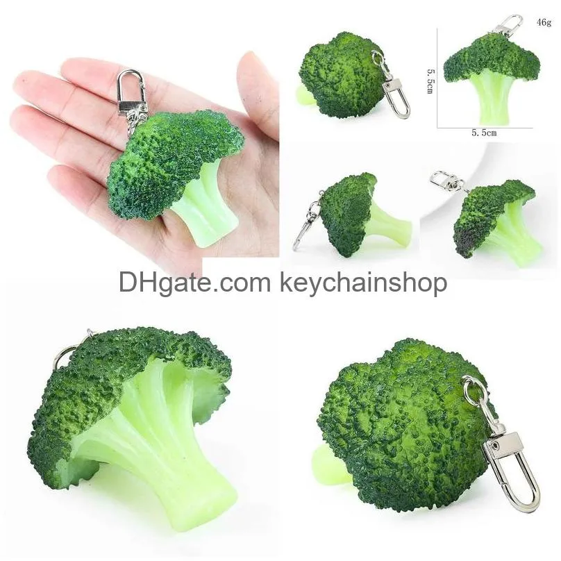 Keychains & Lanyards 2Pcs Creative Broccoli Vegetables Keychain Food Model Fun Childrens Toys Key Wallet Pendant Gifts R231005 Drop D Dhdil