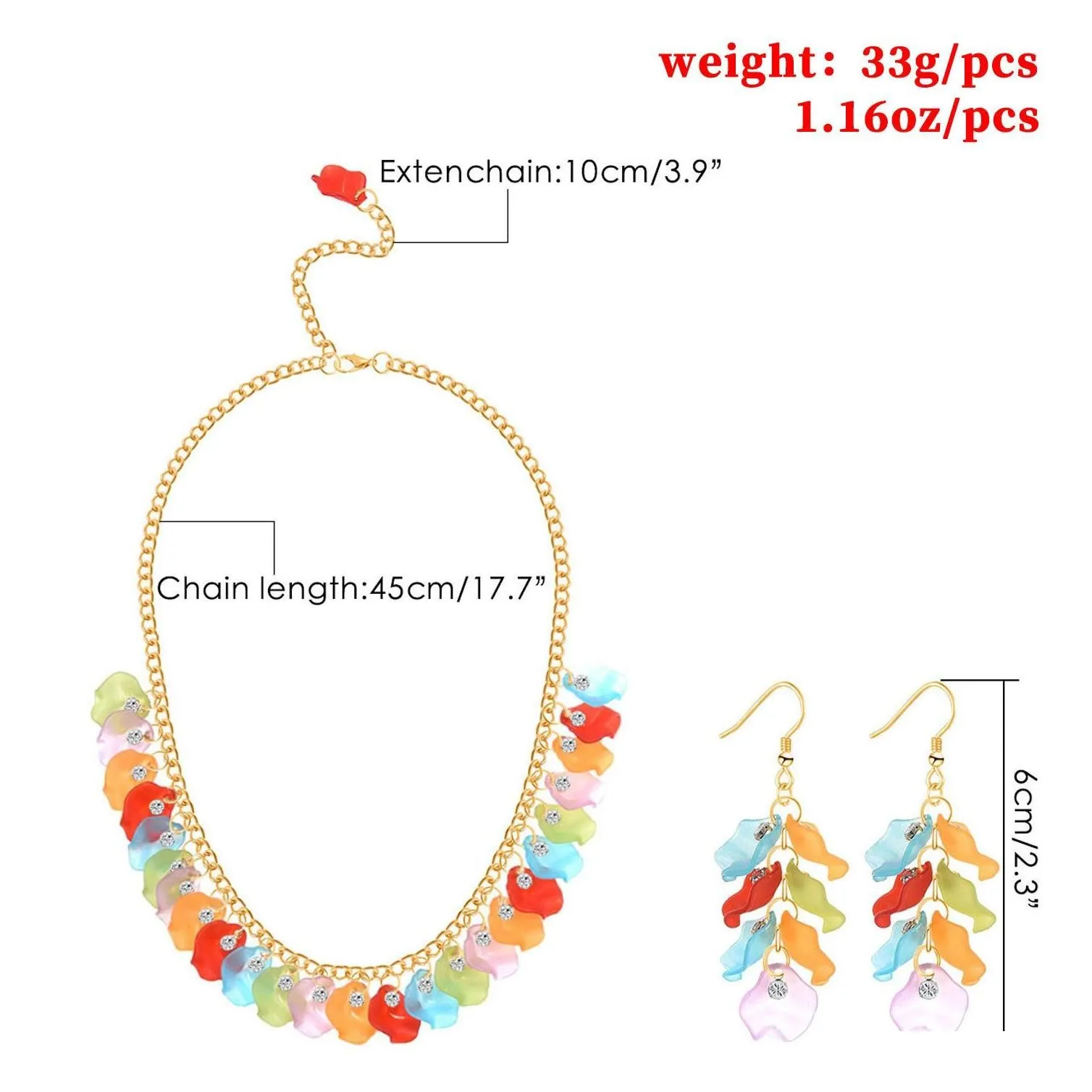 Pendant Necklaces New Arrival Womens Fashion Acrylic Statement Necklace Bright Earrings Mticolor Petals Leaf Style Diamond Earring Jew