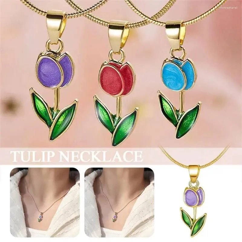 Chains High Quality Tulip Flower Pendant Necklace For Women Fashion Aesthetic Flowers Clavicle Chain Choker Wedding Party Jewelry K6D5