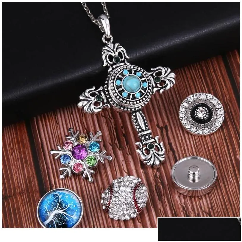 Boom Life Trendy Faith Cross Style Snap Necklace Pendant With Link Chain Fit 18mm Snap Button Jewelry For Wo jllnxg