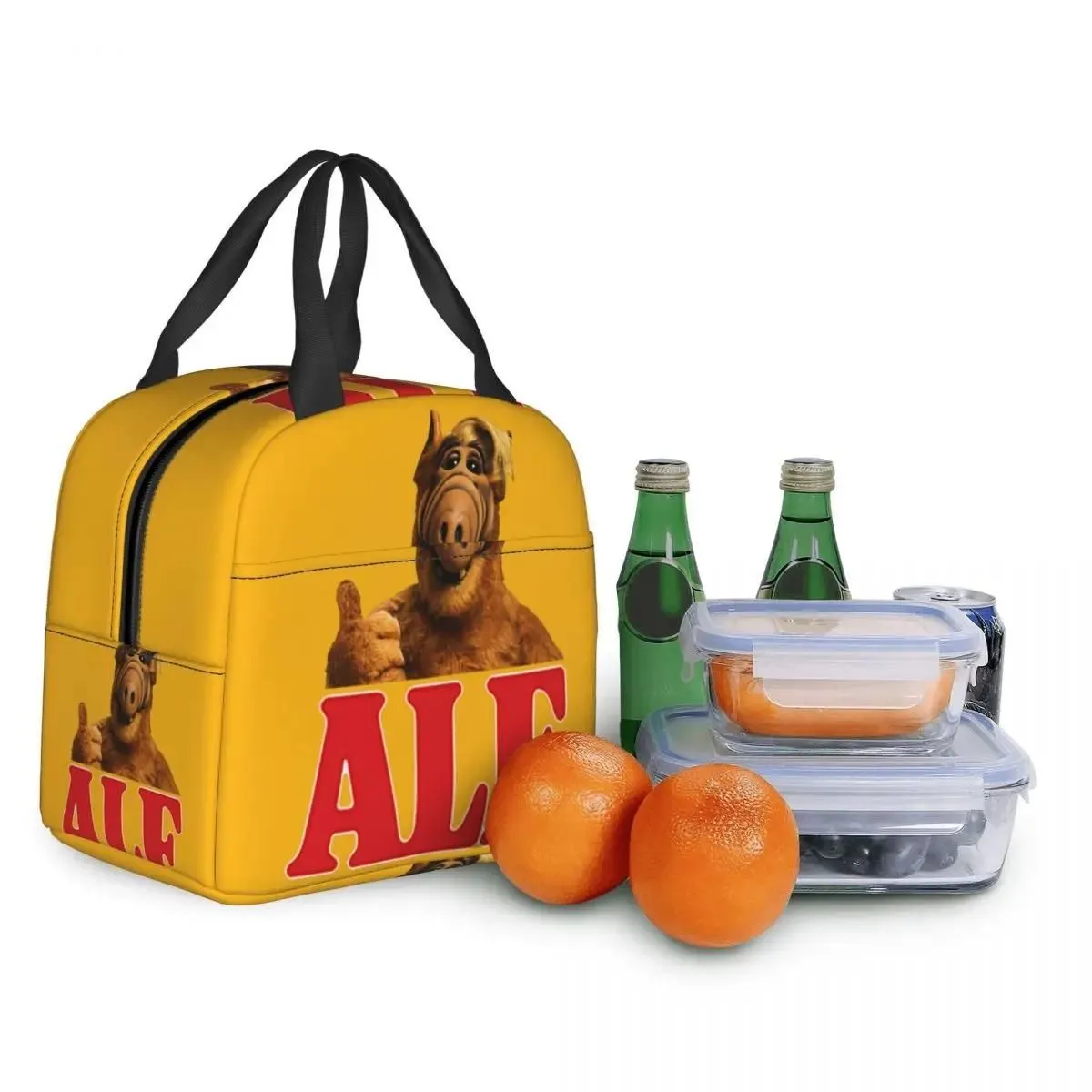 Lines Alf Thumbs Up Lunch Bag Cooler Thermal Insulated Alien Life Form Lunch Box for Women Children School Work Picnic Food Tote Bags