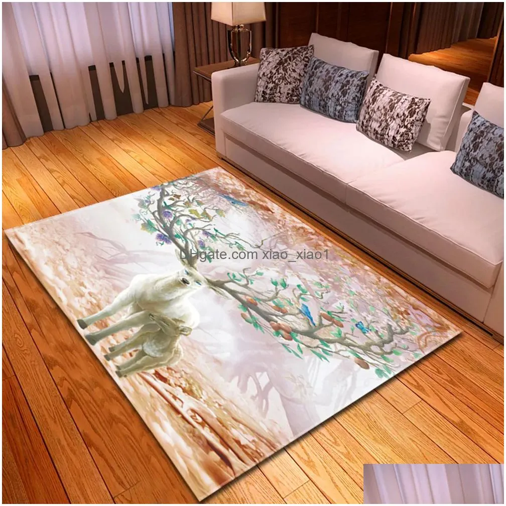 nordic carpets for living room 3d flannel printing pattern bedroom carpet kids room rug non-slip decorative bedside mat 210317