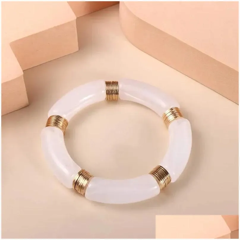 Bangle Arcylic Vintage Marble Grain Curved Bamboo Tube Women Bangles Fashion Jewelry Gifts For Her Lady Bracelet