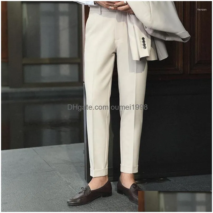 Men`S Suits & Blazers Mens 2023 Men Spring Summer Fashion Formal Suit Trousers Male Slim Fit Business Casual Pants Man Solid Straight Dhd51