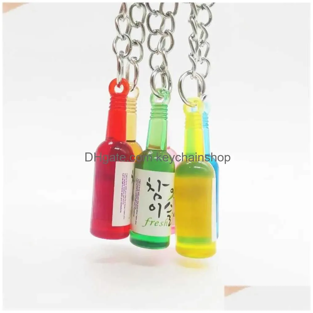 Keychains & Lanyards 2Pcs Creative Mini Wine Bottle Pendant Keychain For Men Women Colorf Keyring Funny Key Accessories Drop Delivery Dhntr