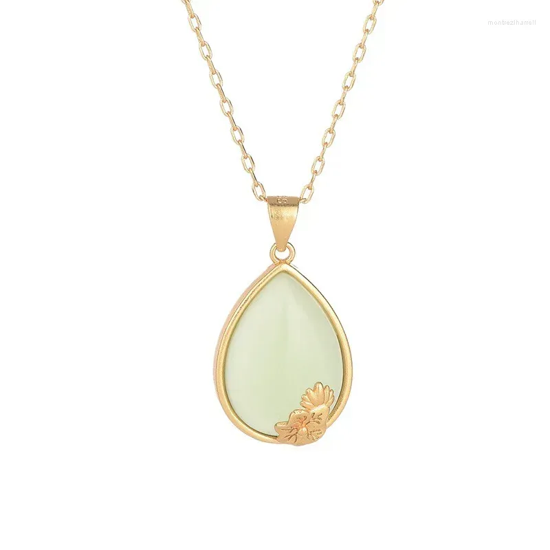 Pendants Style Elegant An Jade Pendant Necklace Lotus Water Drop Shaped Gift For Women Luxury Jewelry Wholesale