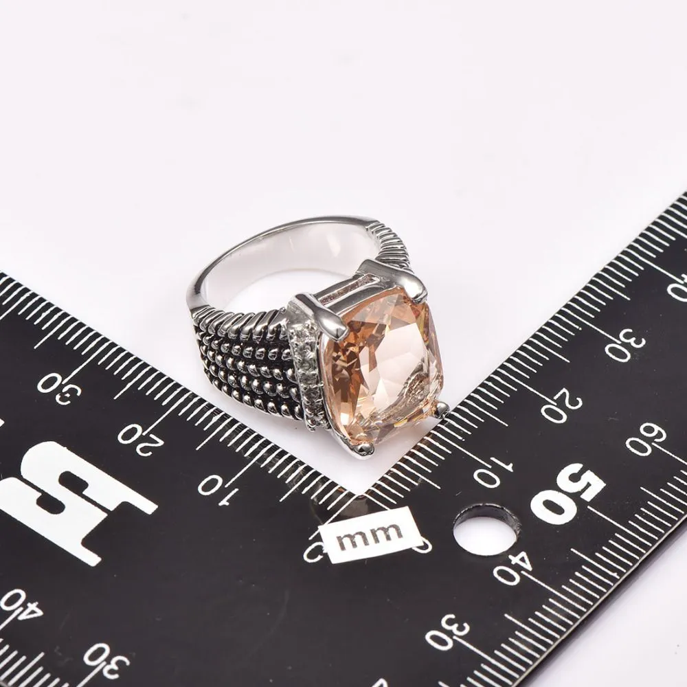 Huge Morganite With Multi White Crystal Zircon 925 Sterling Silver Ring For Women and Men Size 6 7 8 9 10 11 F15122318214