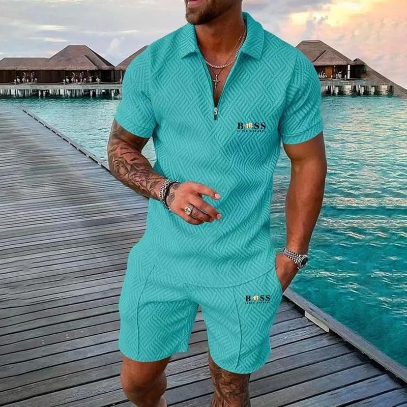 Men`s Polos Sports Beachwear Casual Streetwear 3d Digital Print Short-sleeved Polo Shirt Shorts Summer Sportswear Wear