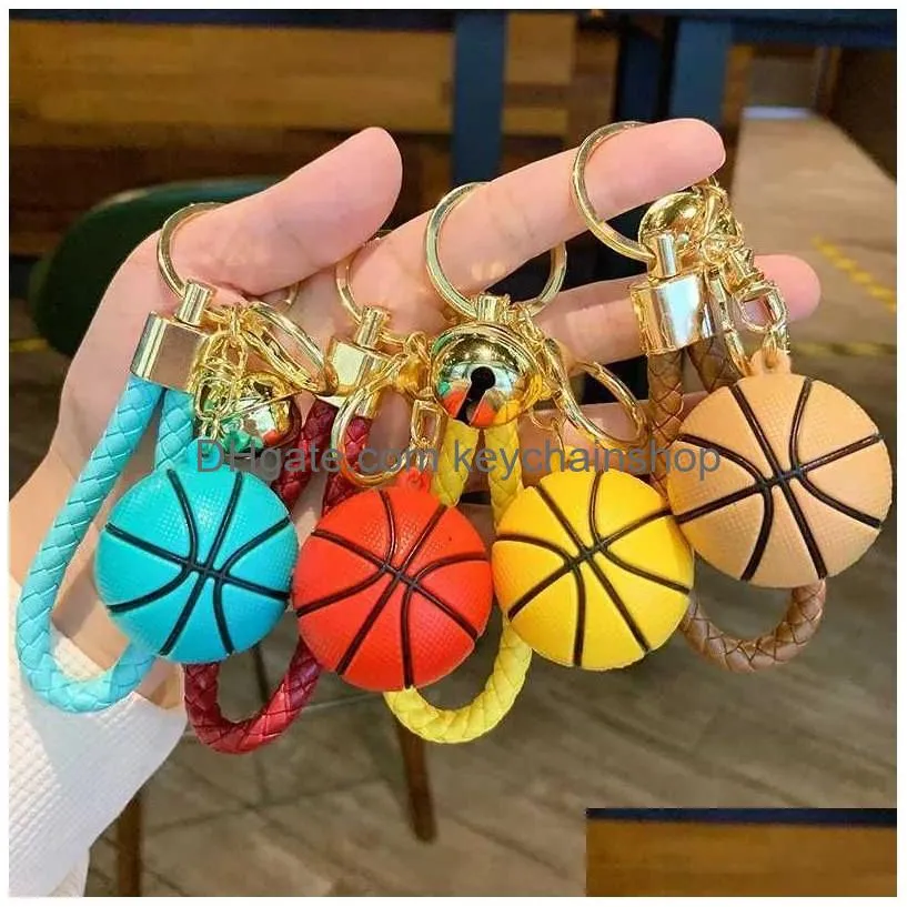 Keychains & Lanyards 2Pcs Creative Basketball Model Keychain Sports Fans Trophy Souvenir Pendant Keyring Auobile Decoration Boy Men B Dhxng