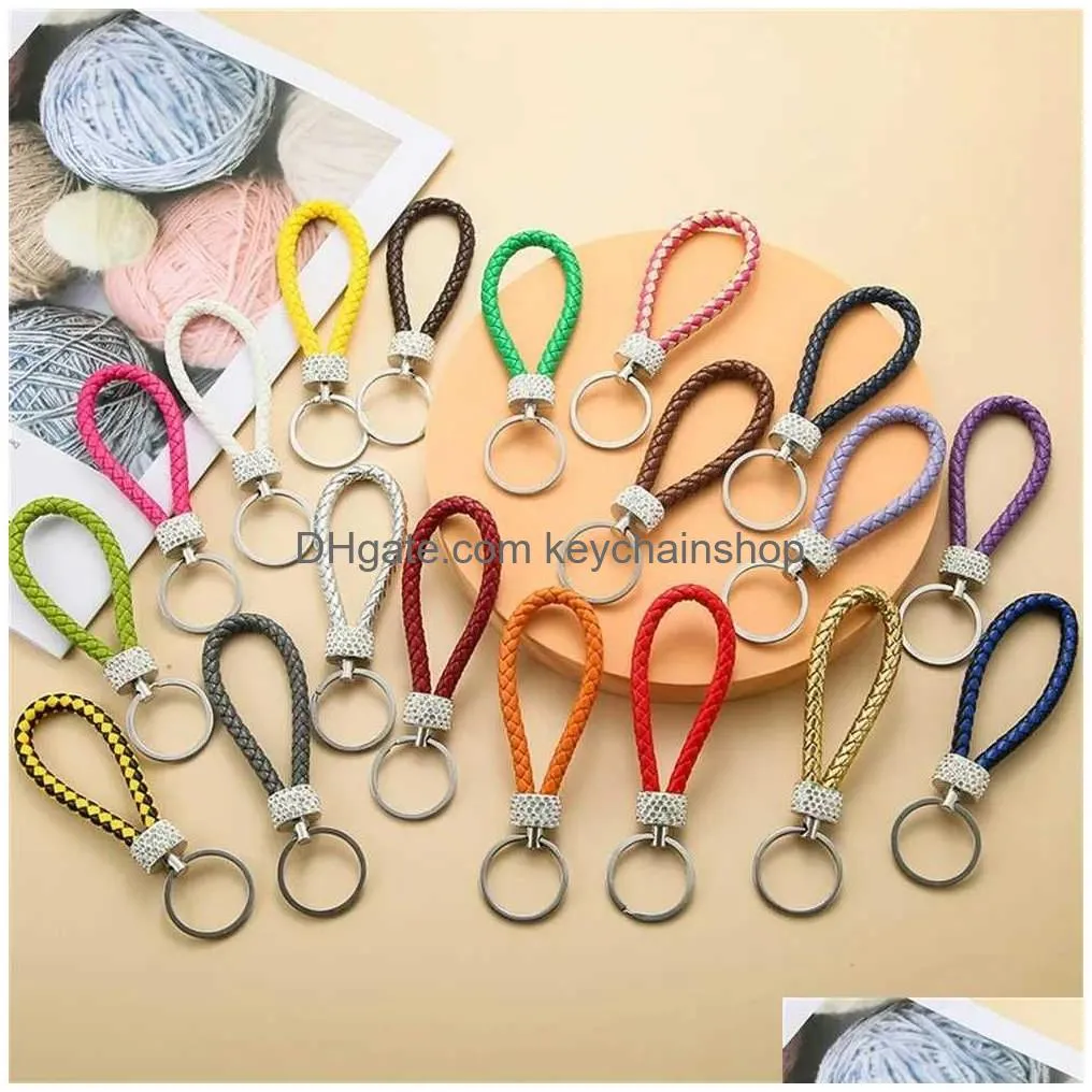 Keychains & Lanyards Fashion Woven Keychain Glitter Braided Rope Keyring For Men Women Car Key Charms Accessories Gifts R231003 Drop Dhvca