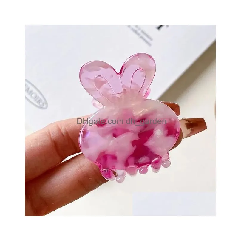 Clamps 2023 New Cute 3.7Cm Small Rabbit Bunny Acetate Hair Claw Clips Lovely Bangs Side Clip Accessories For Drop Delivery Dhgarden Dhlec