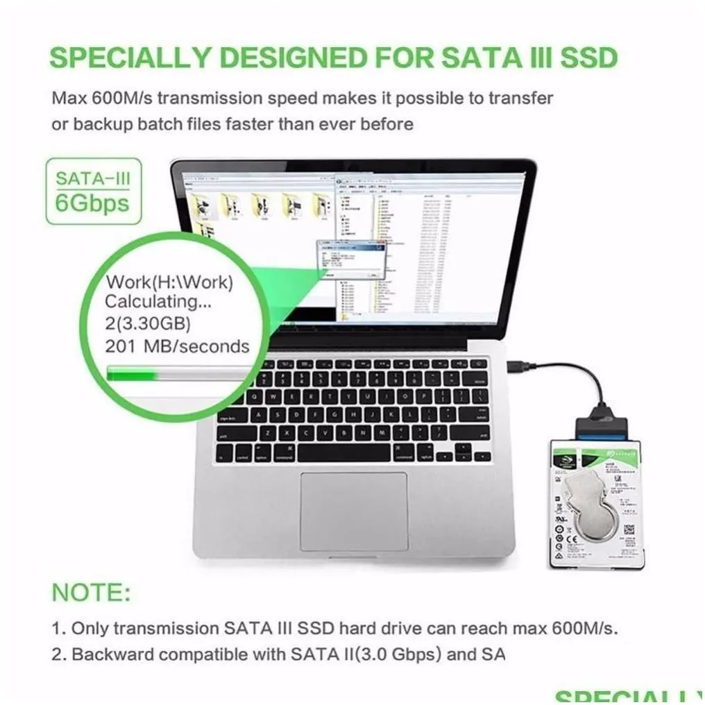 Computer Cables Connectors Usb 3.0 To Sata Adapter Converter For 2.5 Inch Ssd/Hdd Support Uasp High Speed Data Transmission Drop Deliv