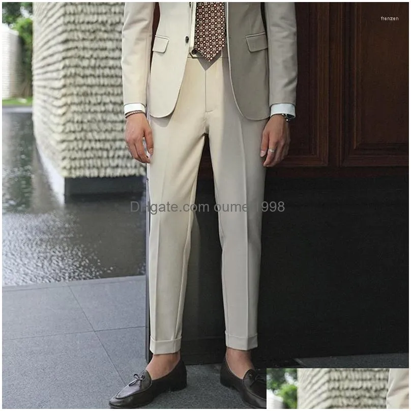 Men`S Suits & Blazers Mens 2023 Men Spring Summer Fashion Formal Suit Trousers Male Slim Fit Business Casual Pants Man Solid Straight Dhd51