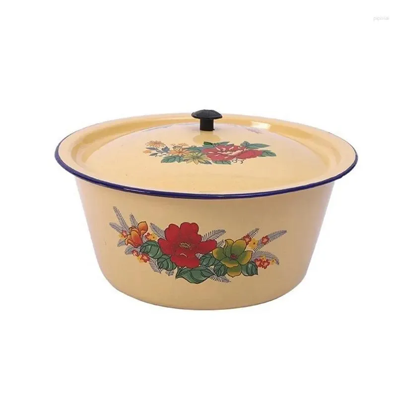 Bowls Enamel Basin Luxury Bowl Soup Retro Home Kitchen Old Fashioned Containers Storage