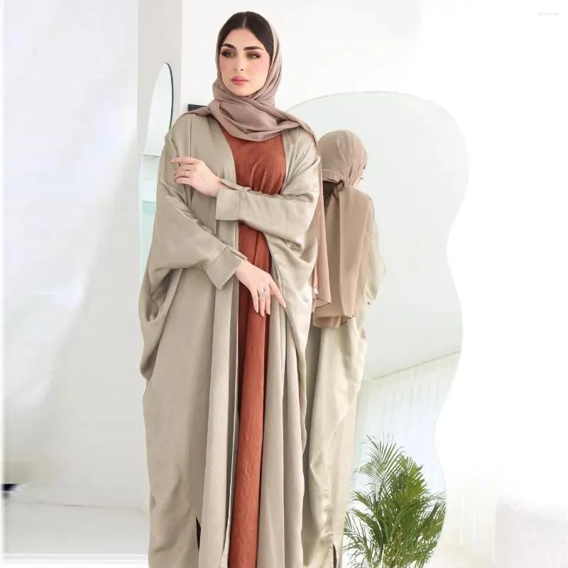 Ethnic Clothing Middle East Muslim Womens Cardigan Abaya Robe Turkey Solid Color Coat Femme Musulman