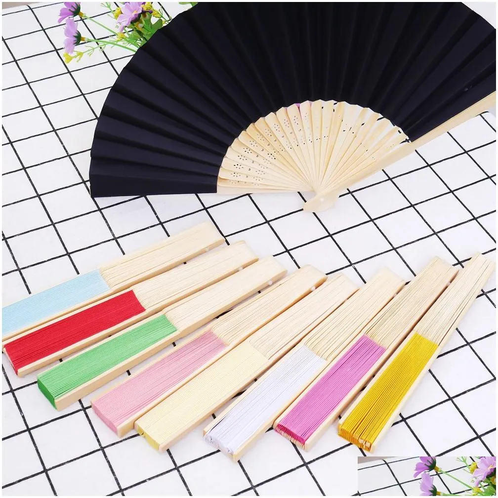 Decorative Objects & Figurines Paper Bamboo Folding Hand Fan Wedding Personalized Fsahion Fans Party Decor Art Craft Chinese Dance Hom Dhzql