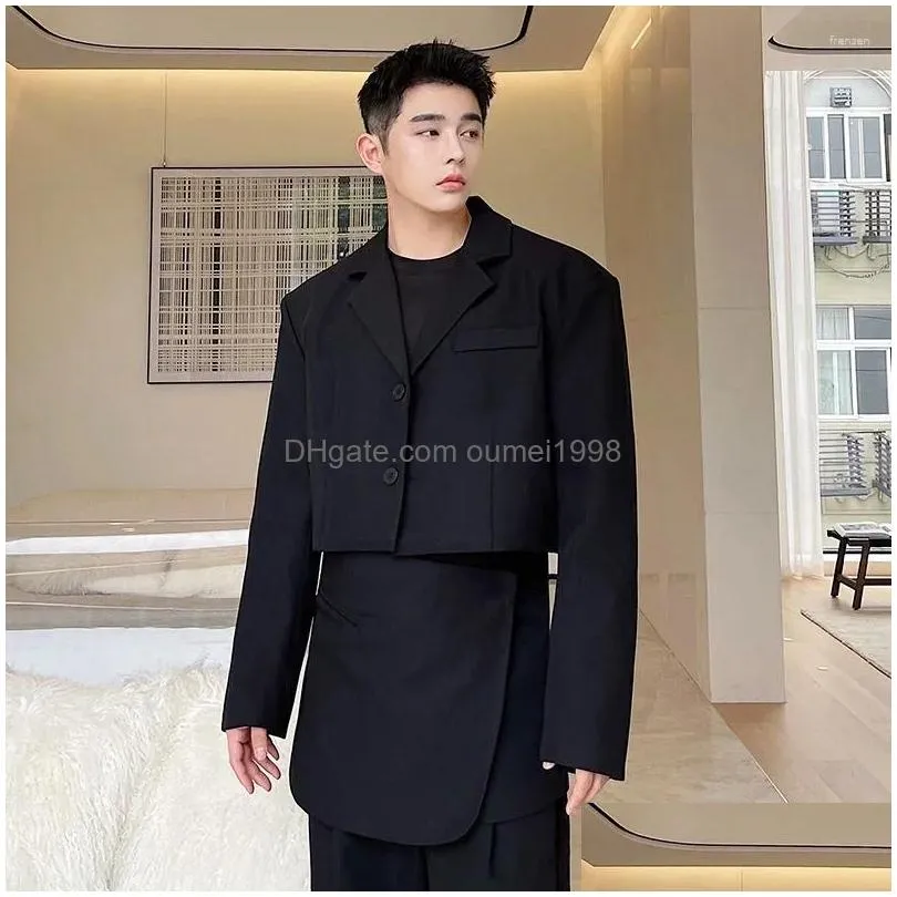 Men`S Suits & Blazers Mens 2024 Suit Three-Nsional Cutting Short Coat Autumn Ins Korean Temperament Personality Black Khaki Blazer Dr Dhyo1