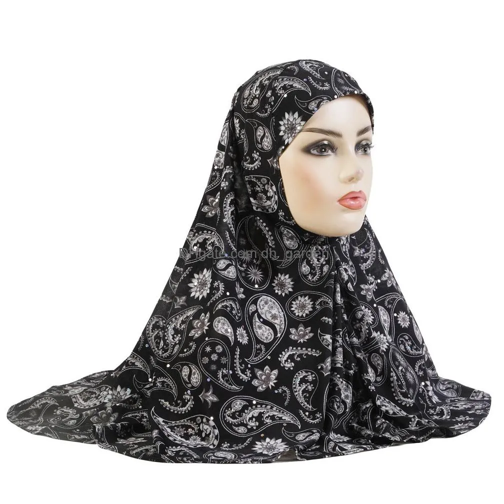 Beanie/Skull Caps Size M One Piece Amira Muslim Women Hijab Instant Scarf Print Turban Islamic Prayer Hijabs Shawl Wrap Pl O Dhgarden Dhjry