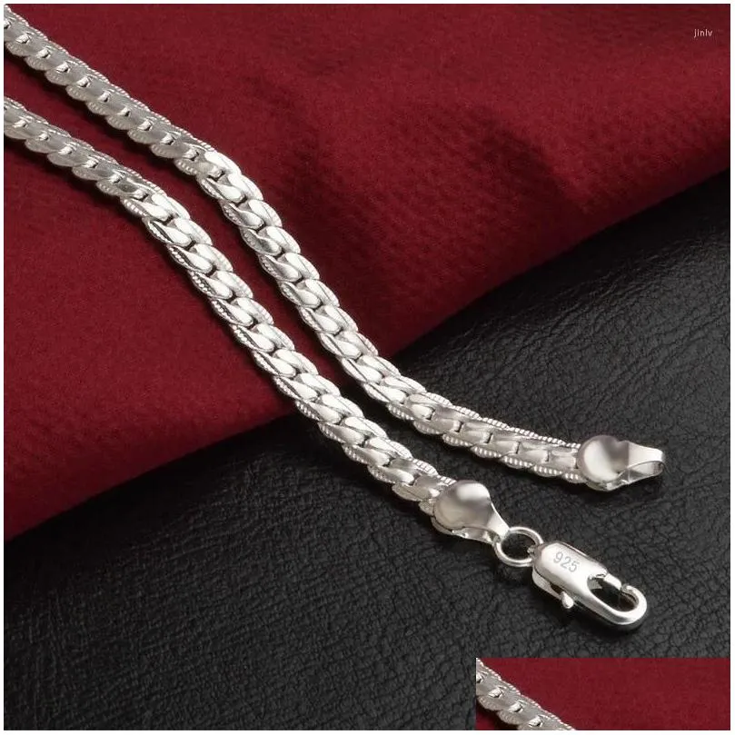 Chains 925 Sterling Sier Christmas Gifts European Style Mm Flat Chain Necklace Fashion For Man Women Jewelry Drop Delivery Otpcx