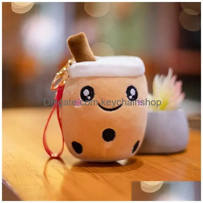 Keychains & Lanyards 10Cm Kaii Bubble Tea Cup Keychain Soft P Toy Stuffed Boba Doll Lovely Backpack Decoration Best Gift For Girls Ki Dhbac