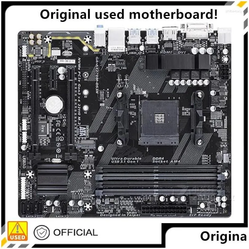 Motherboards For X370 GA-AX370M-DS3H AX370M-DS3H Motherboard Socket AM4 AMD DDR4 Original Desktop Mainboard Used