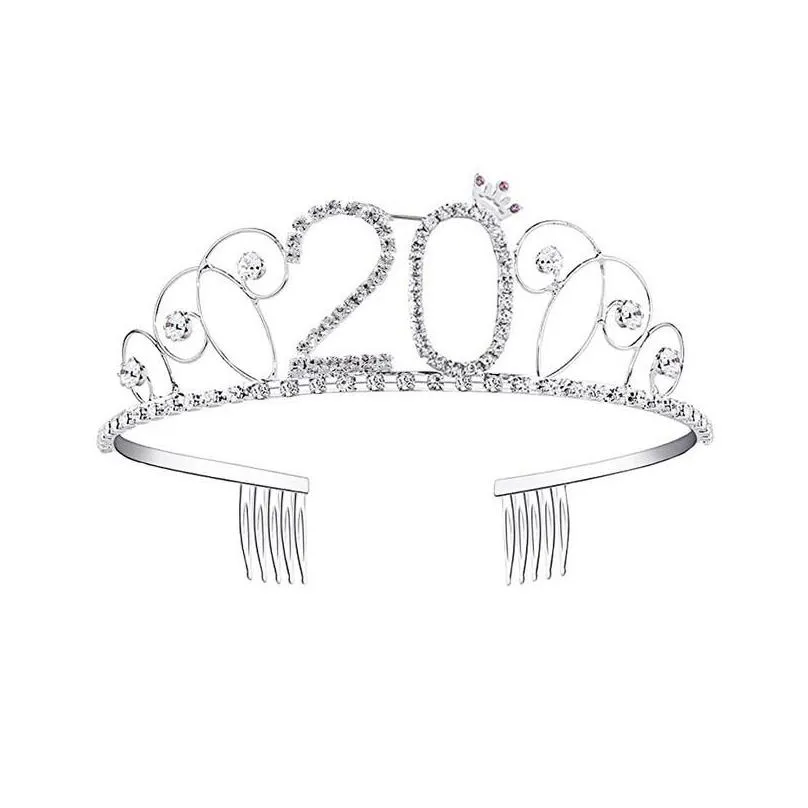 Party Hats Birthday Crown Digital Hat Rhinestone Hair Accessories Bride Banquet Headband Tiara Crystal Wholesale Drop Delivery Home Ga Dhiis